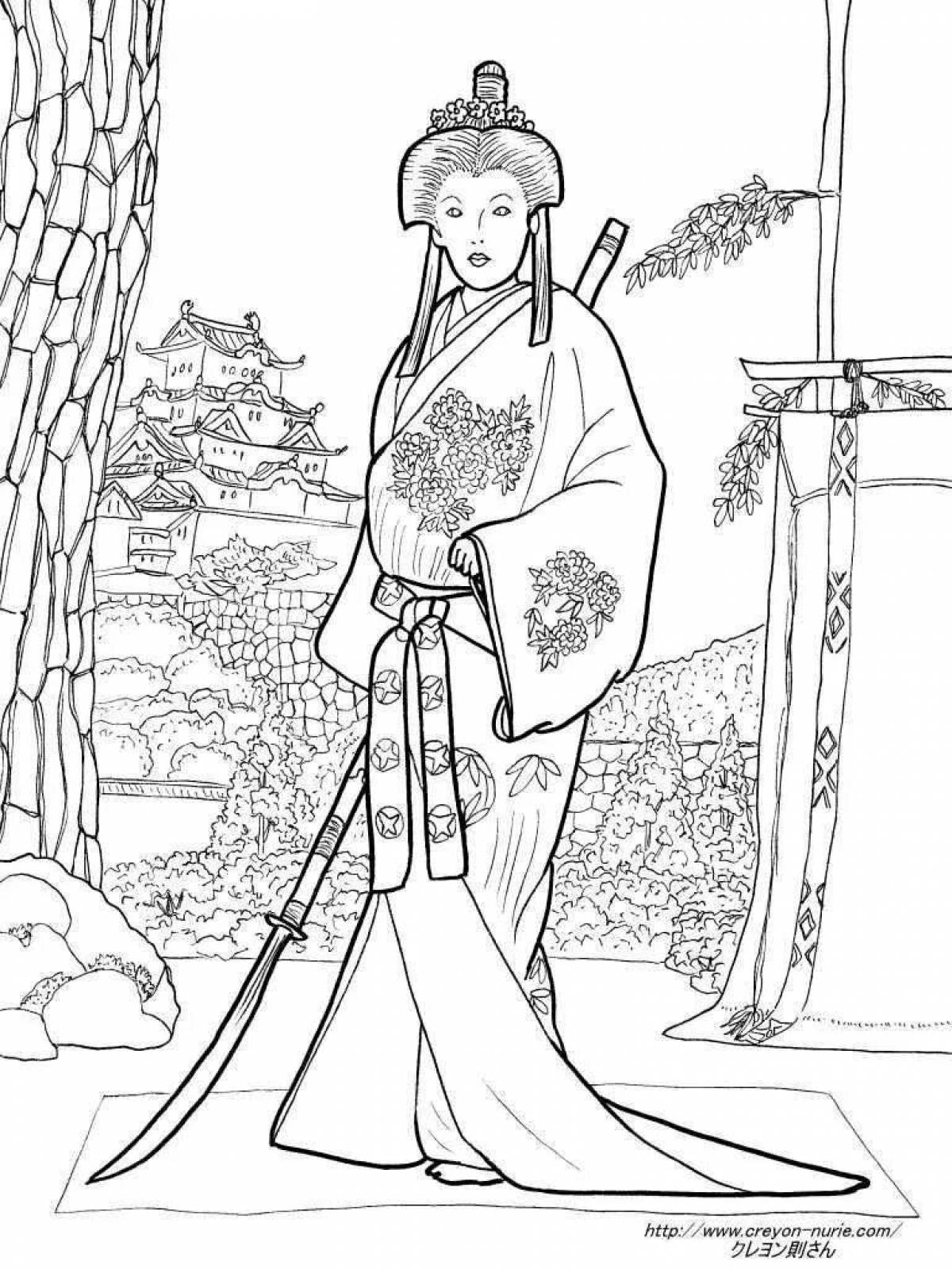 Japanese playful coloring book