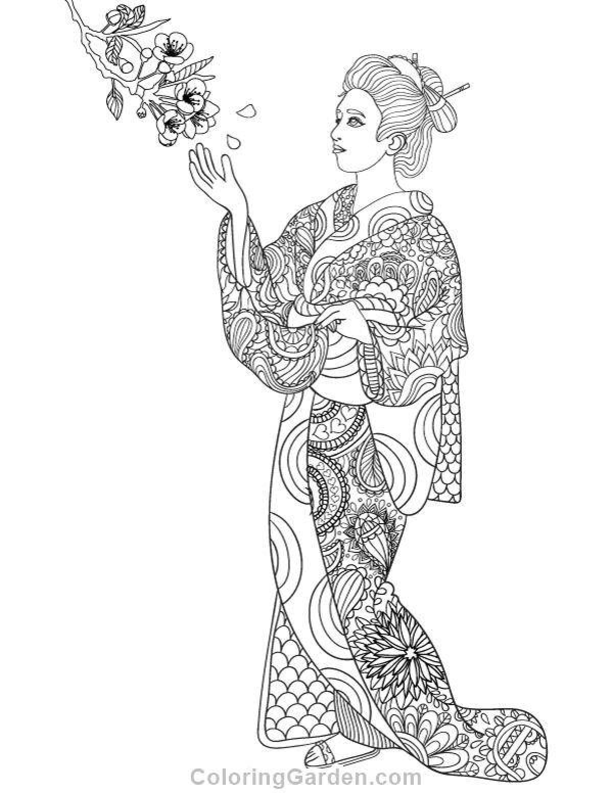 Serene japanese coloring book