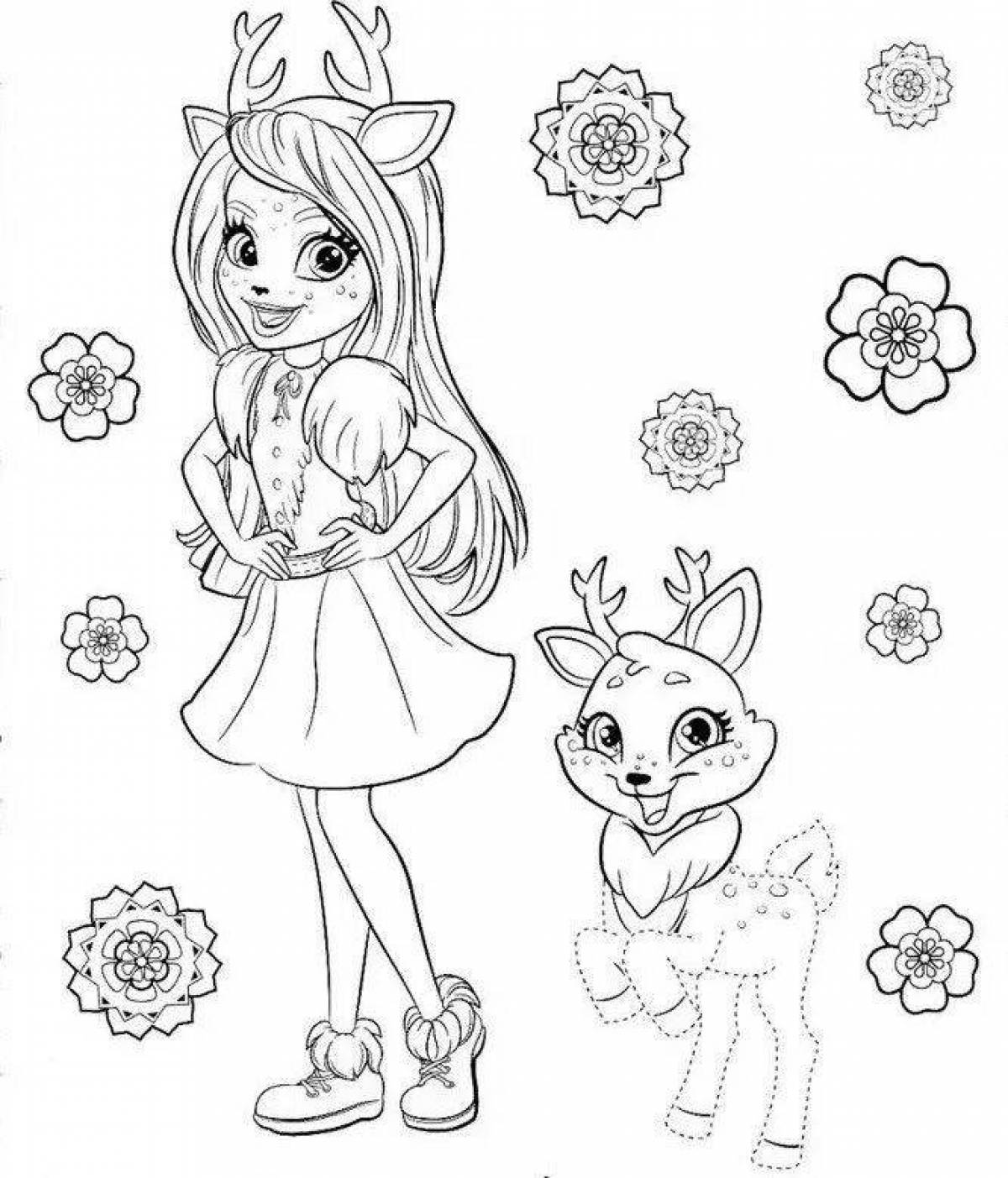 Colorful enchimals coloring pages