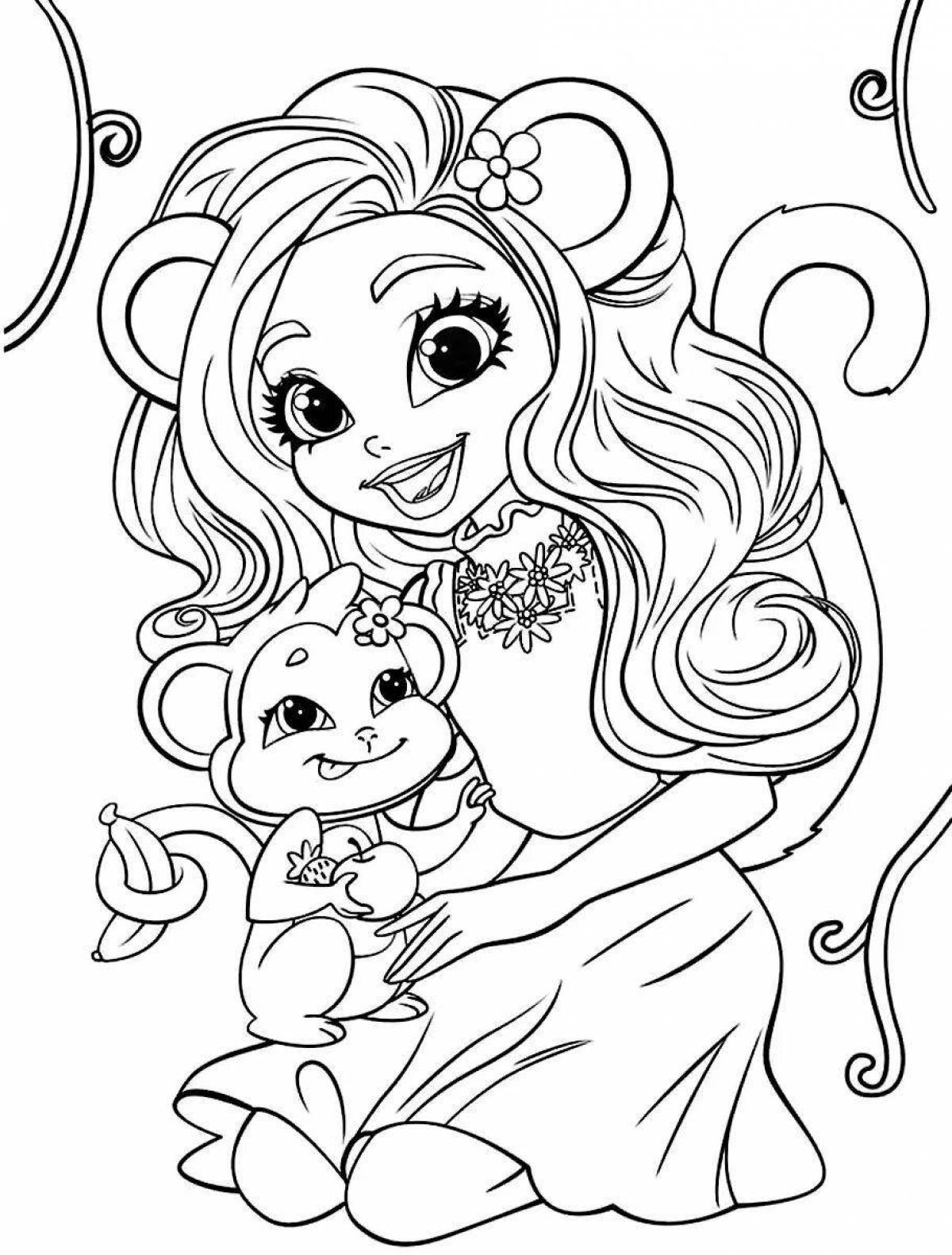 Coloring page enchimala obsessed with flowers