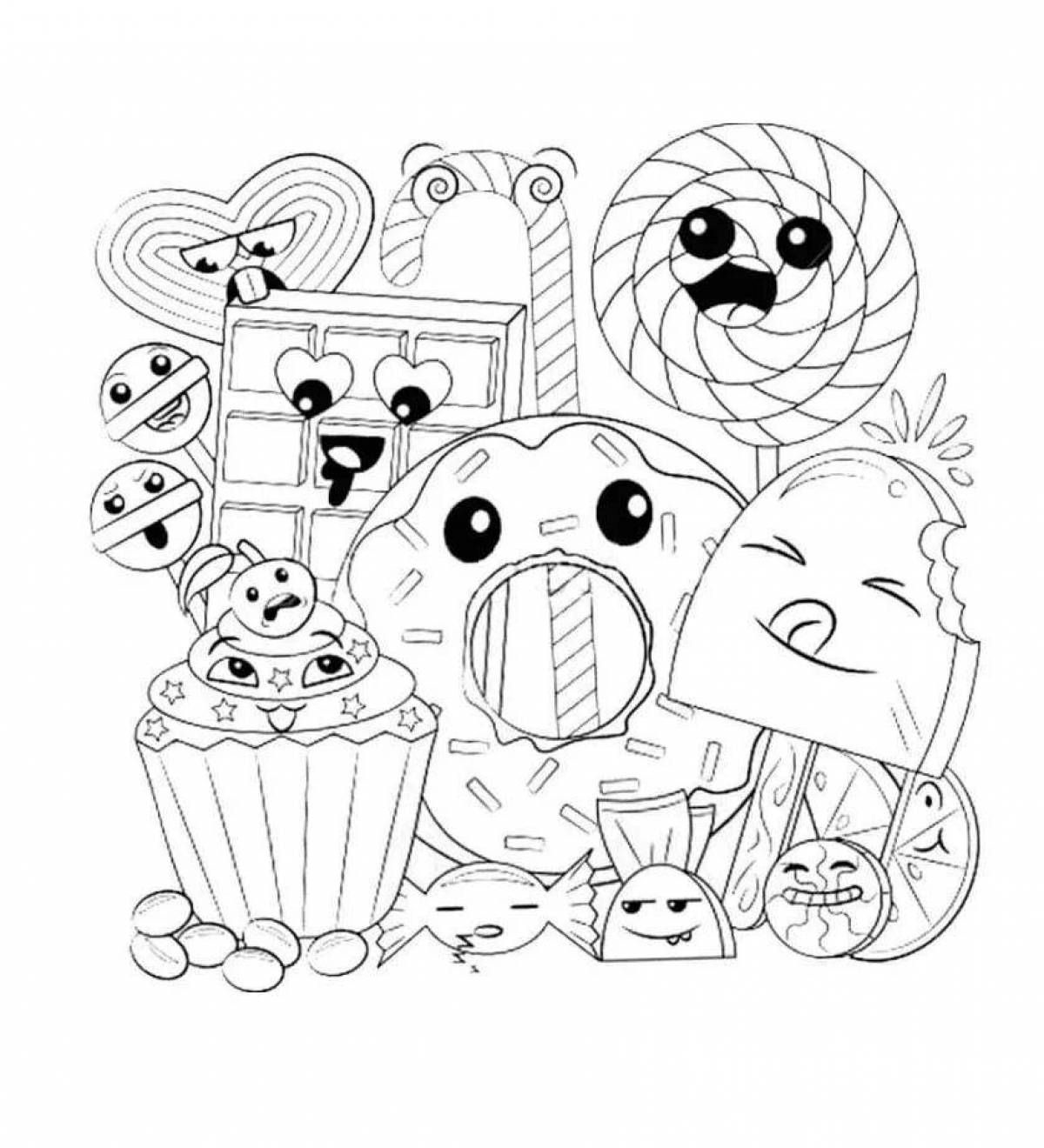 Colorful kawaii coloring page