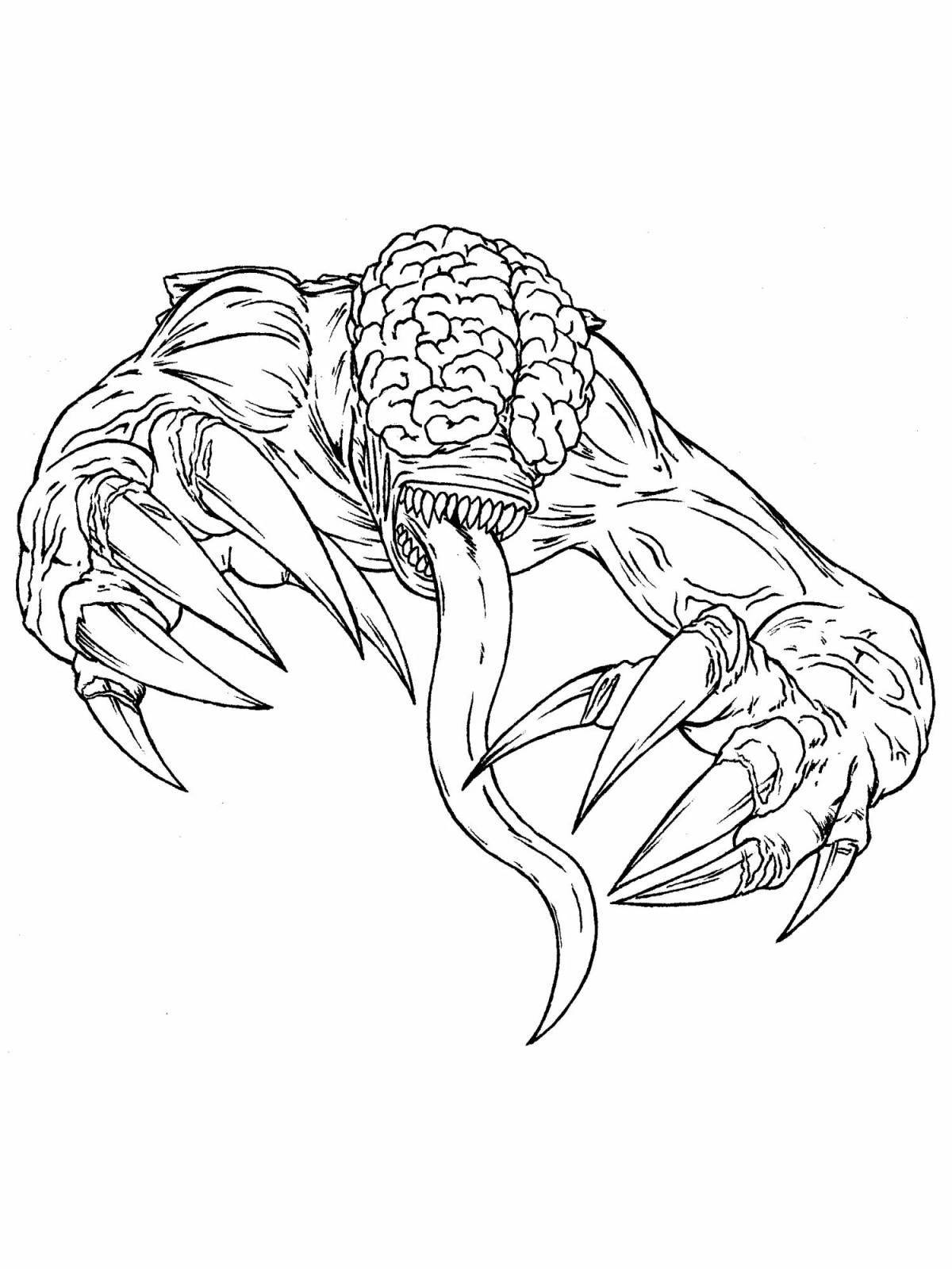 Scary monster coloring page