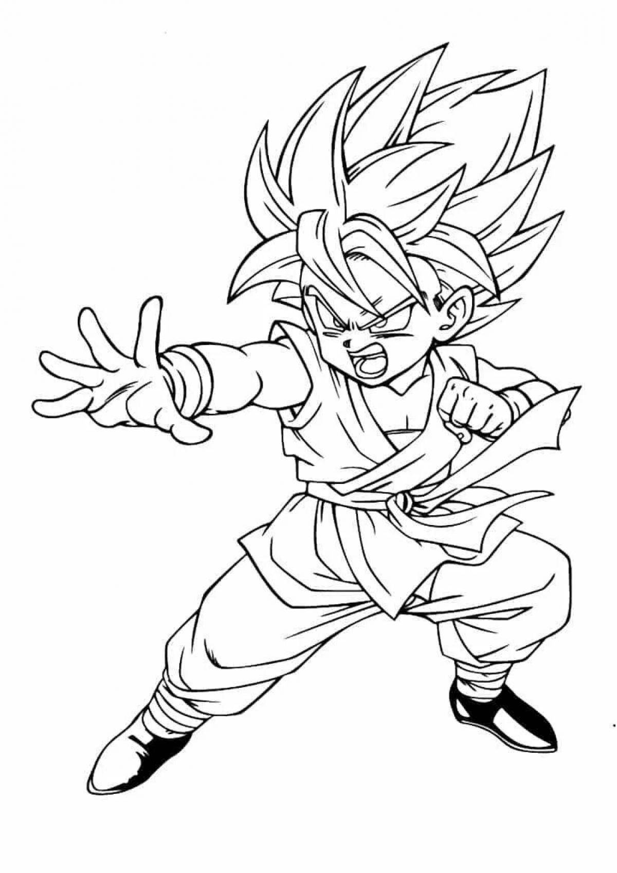 Coloring book energetic goku