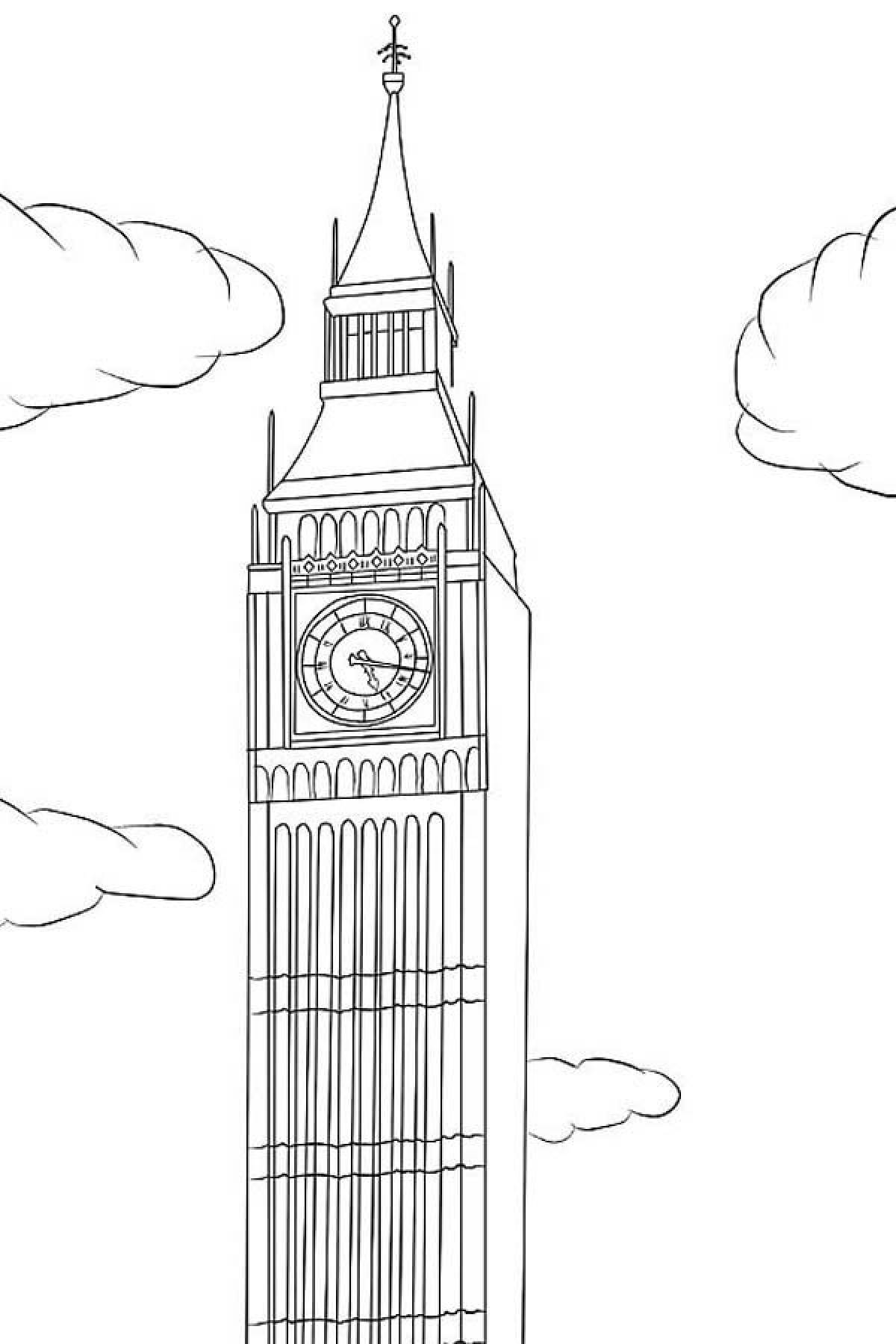 Рисунок биг. Башня Биг Бен для срисовки. Раскраска Биг Бена в Лондоне. Достопримечательности Англии часы Биг Бен. Великобритания Биг Бен раскраска.