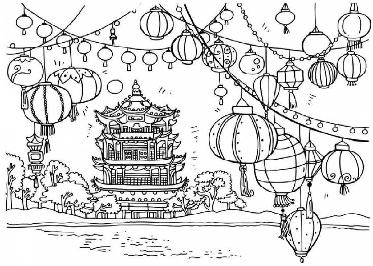 Китайский новый год раскраска