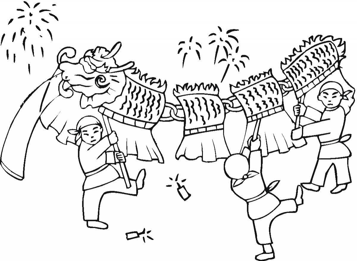 Китайский новый год раскраска