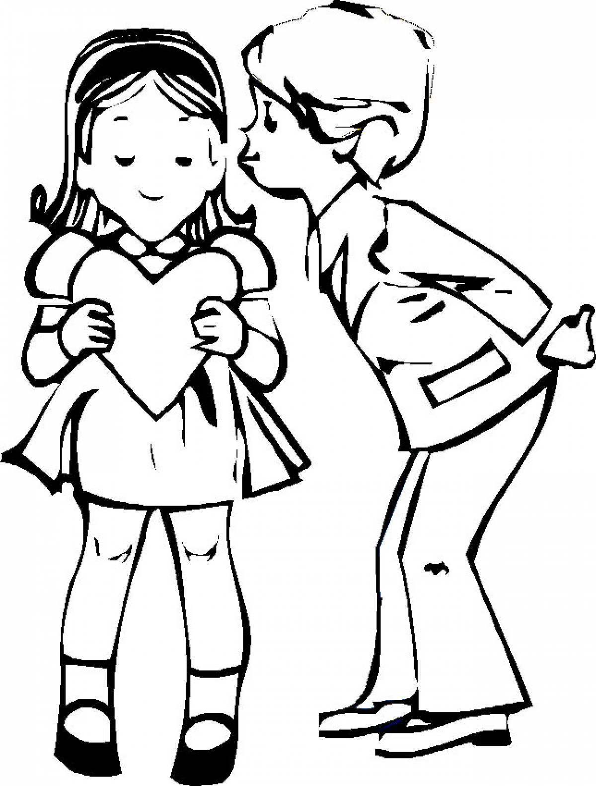 Картинка мальчик и девочка раскраска