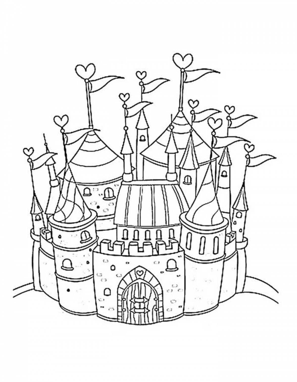 Раскраска сказочный дворец для детей