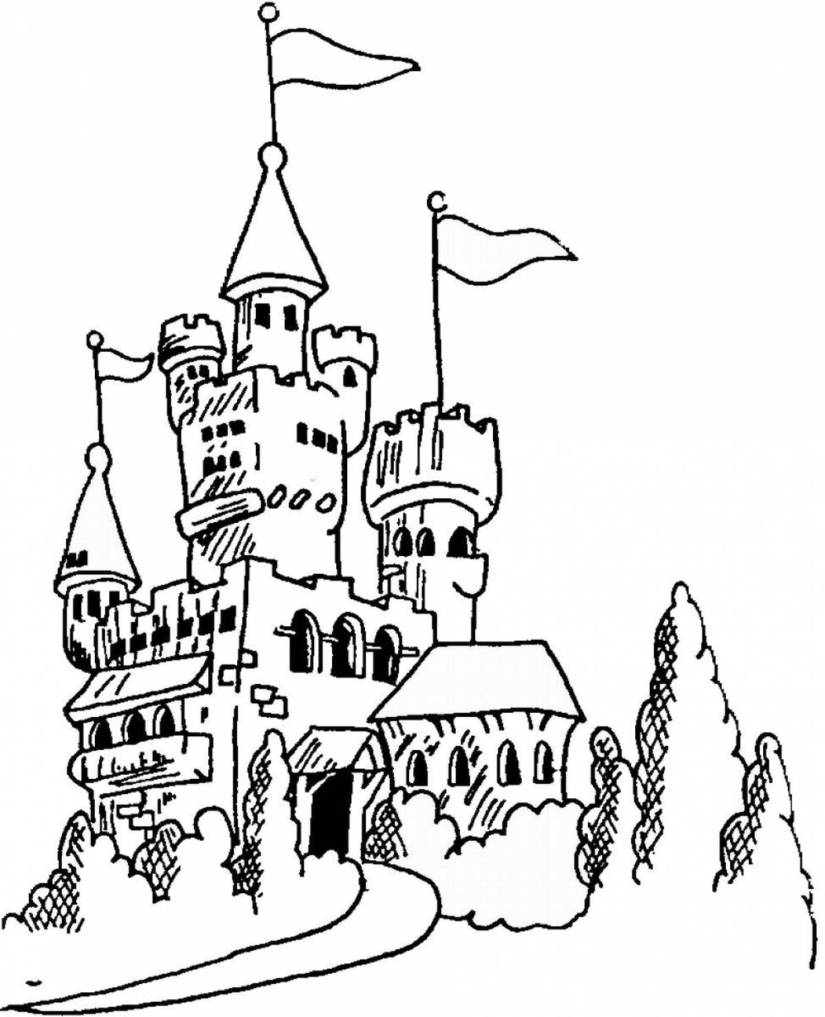 Раскраска сказочный дворец для детей
