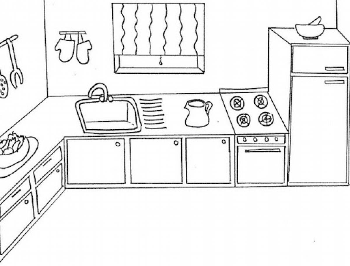 Кухня рисунок для детей