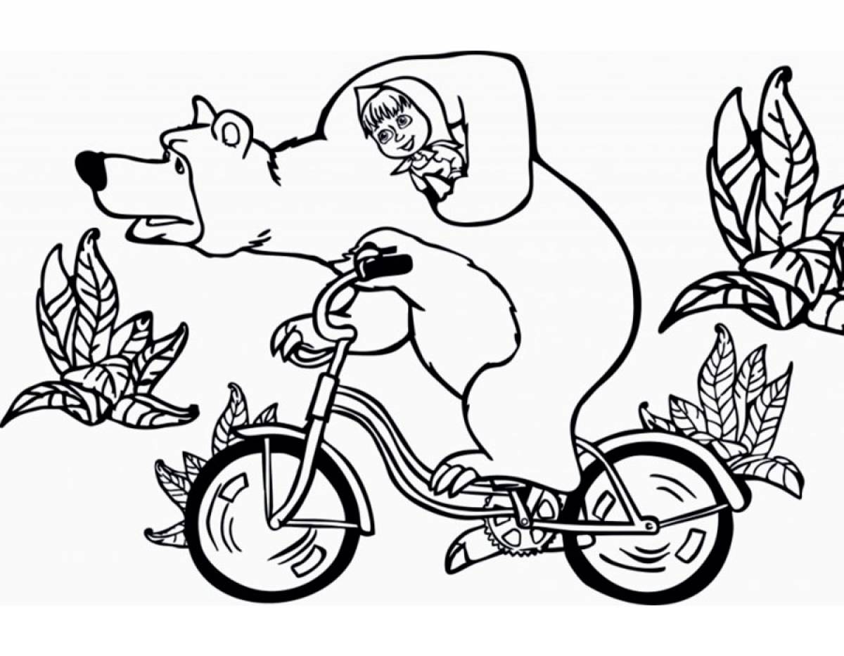 Masha and the bear on a bike