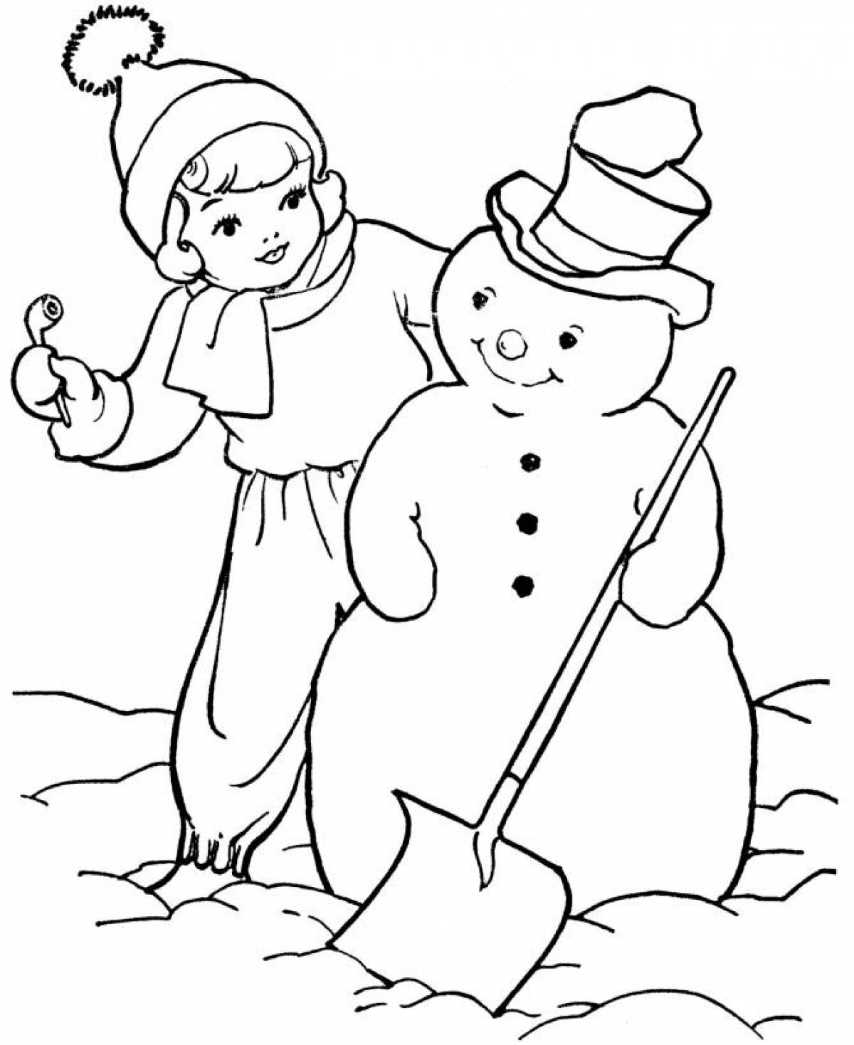 Snowman and girl