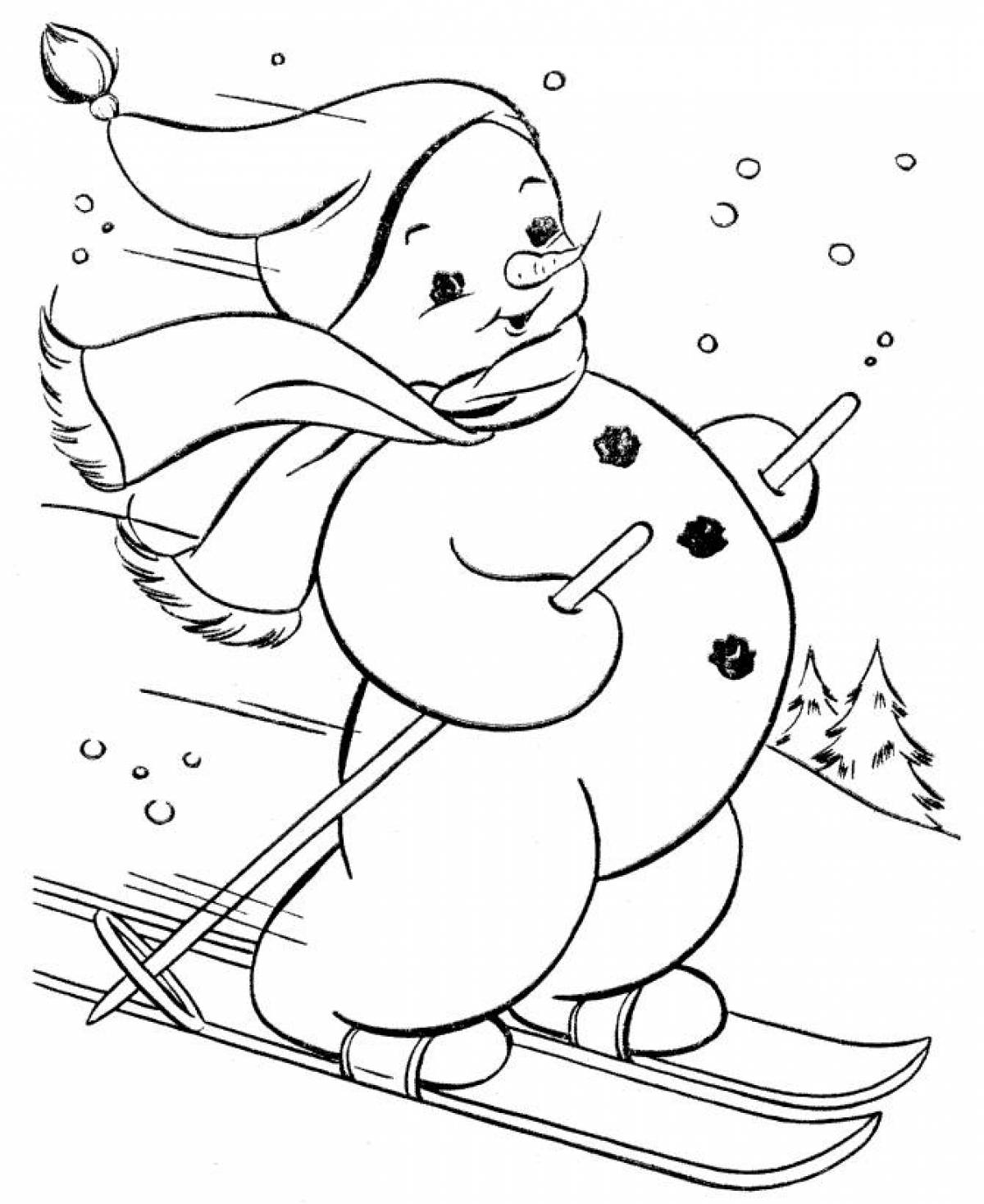 Snowman on skis