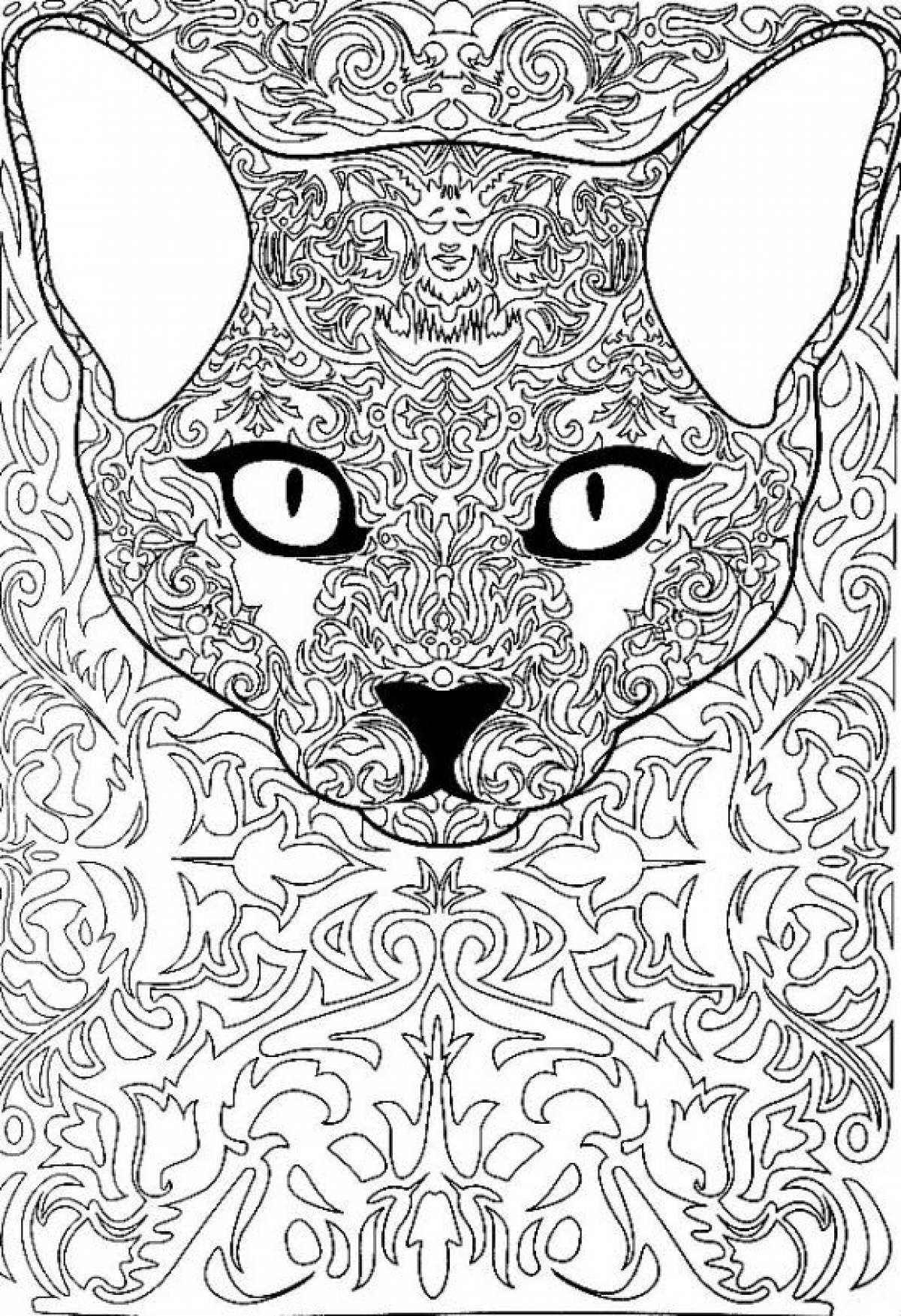 Cat therapy coloring page