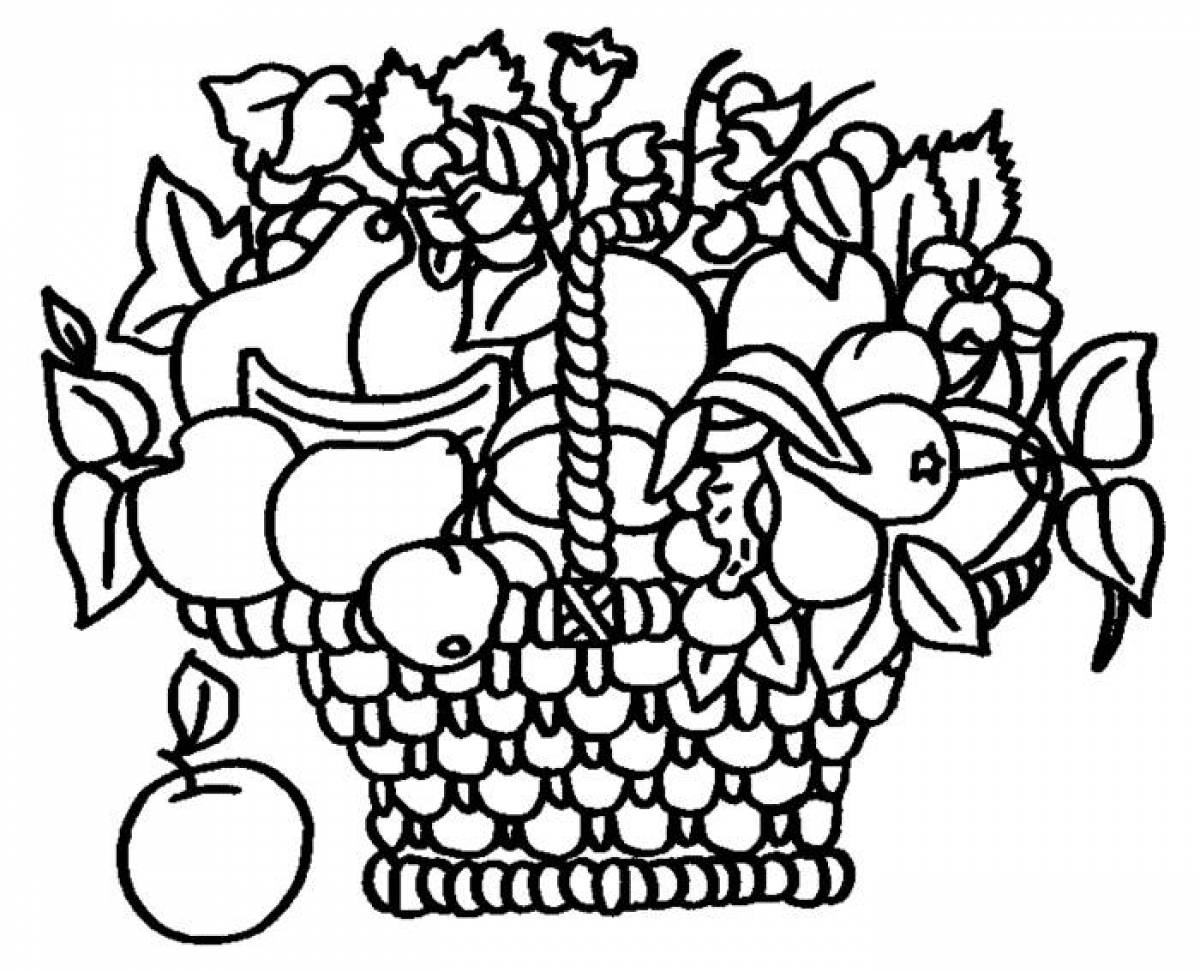 Раскраска ваза с фруктами для детей