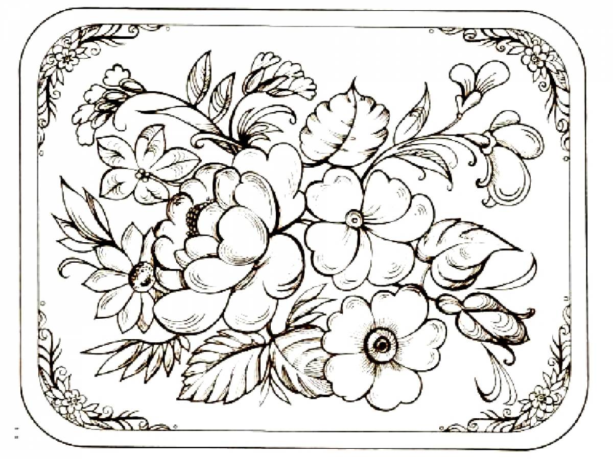 Жостовская роспись цветы на подносе