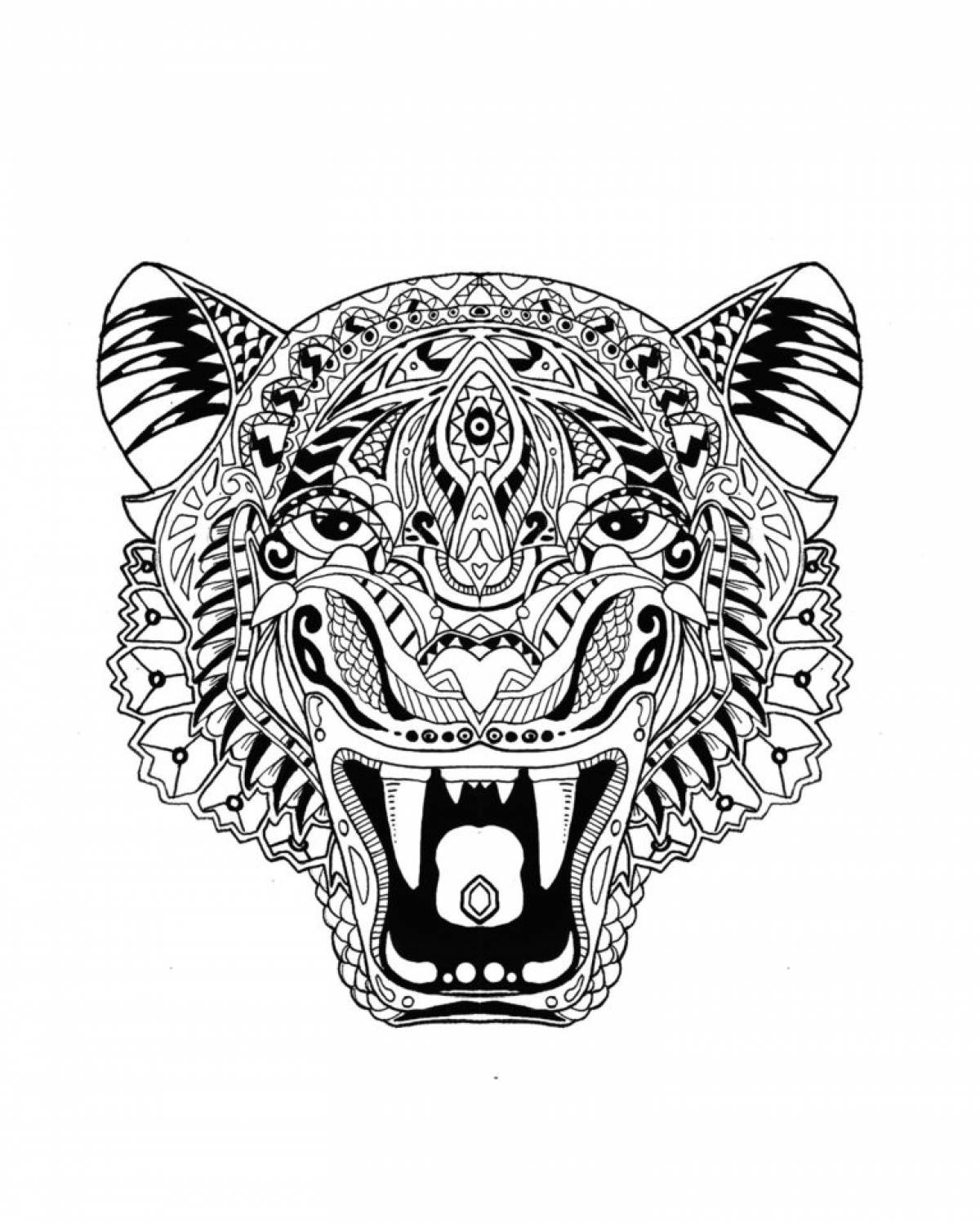 Тигр с большими зубами