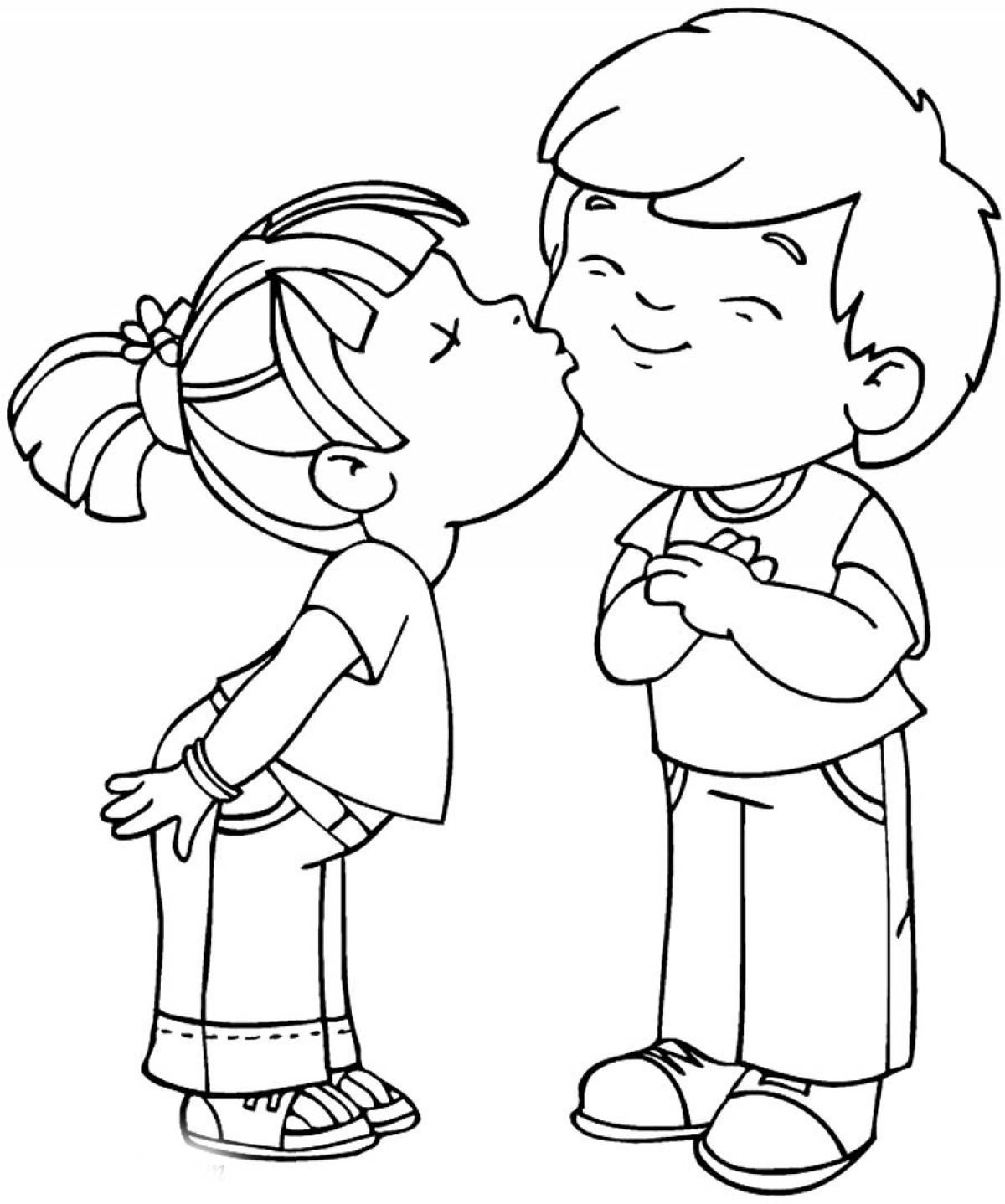 Girl kissing a boy