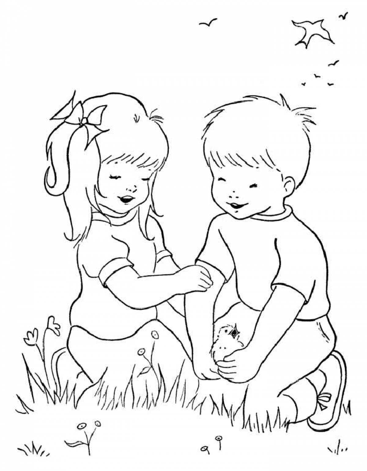 Boy and girl on the grass