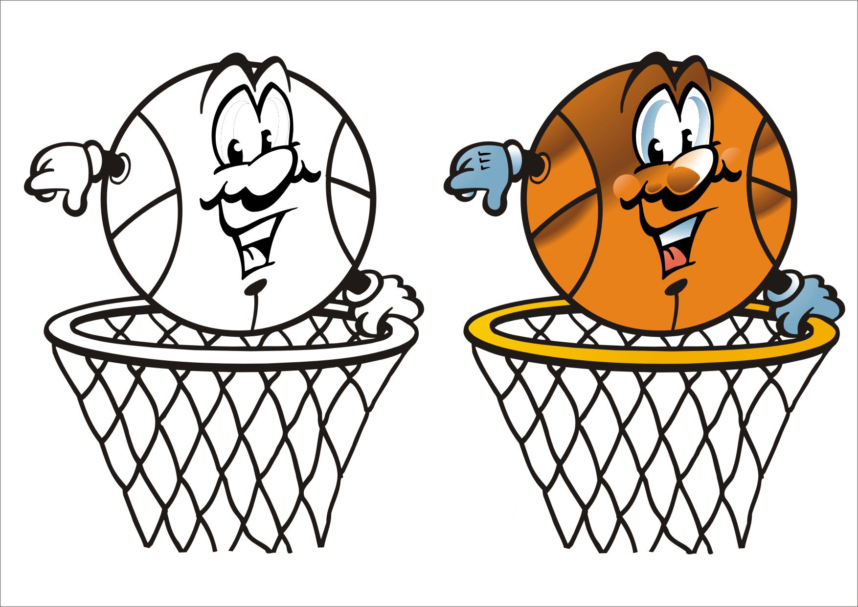 Basketball with color pattern