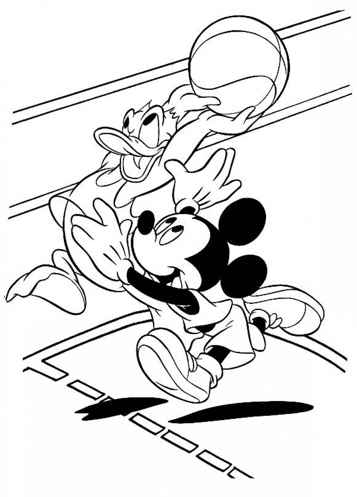 Mickey and Donald play basketball