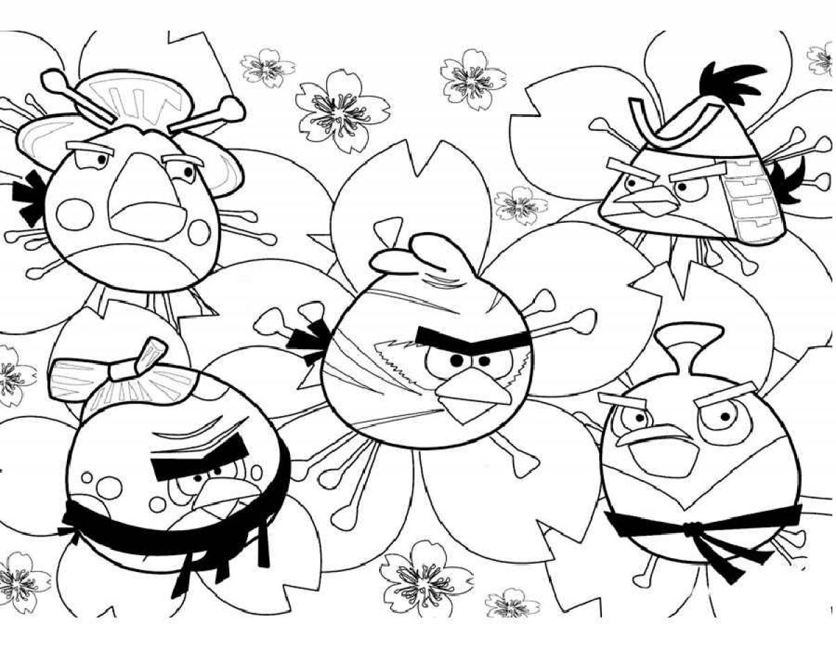 Angry birds on flowers
