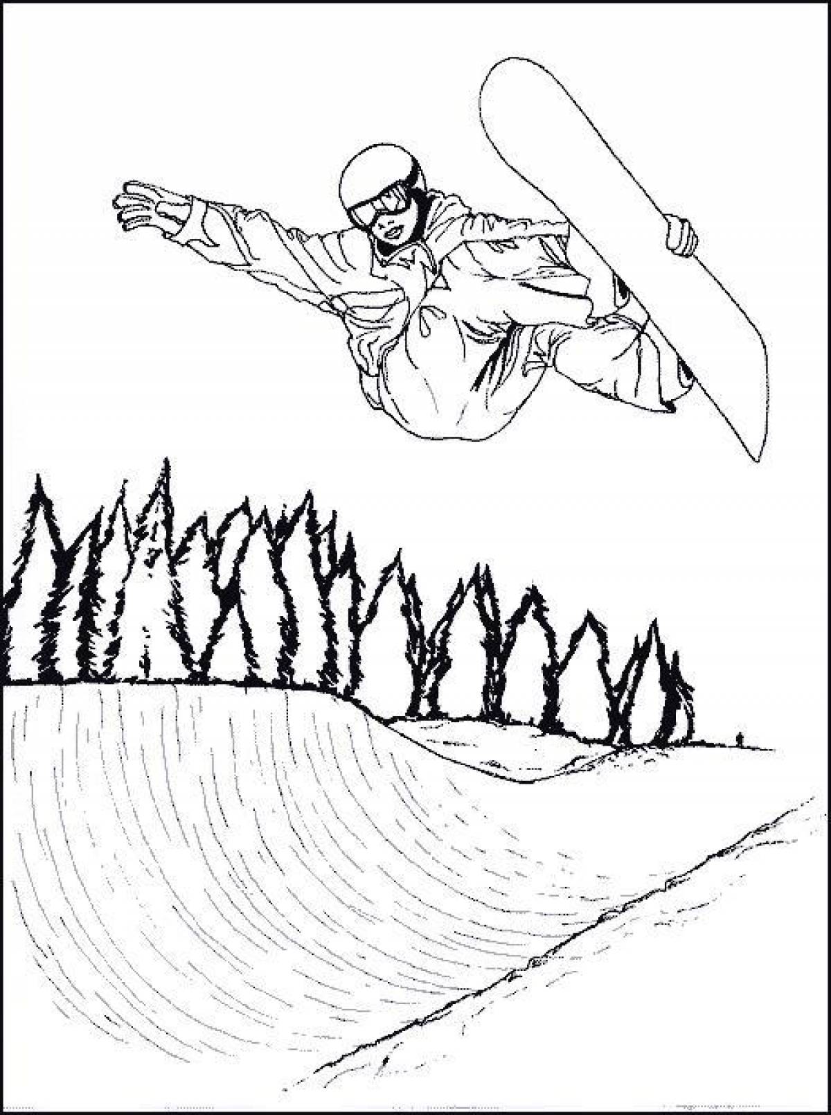 Snowboard coloring page