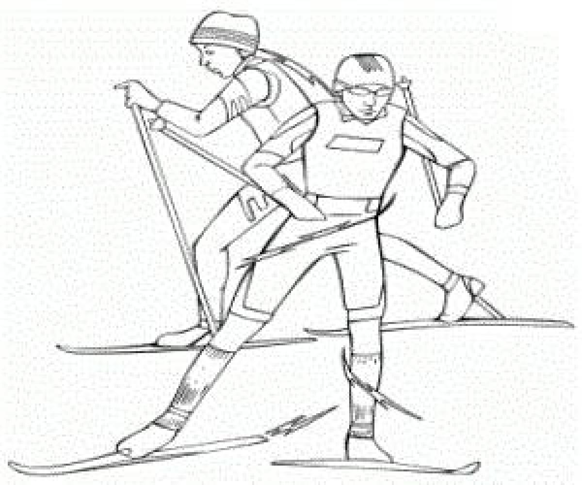 Лыжные гонки раскраска
