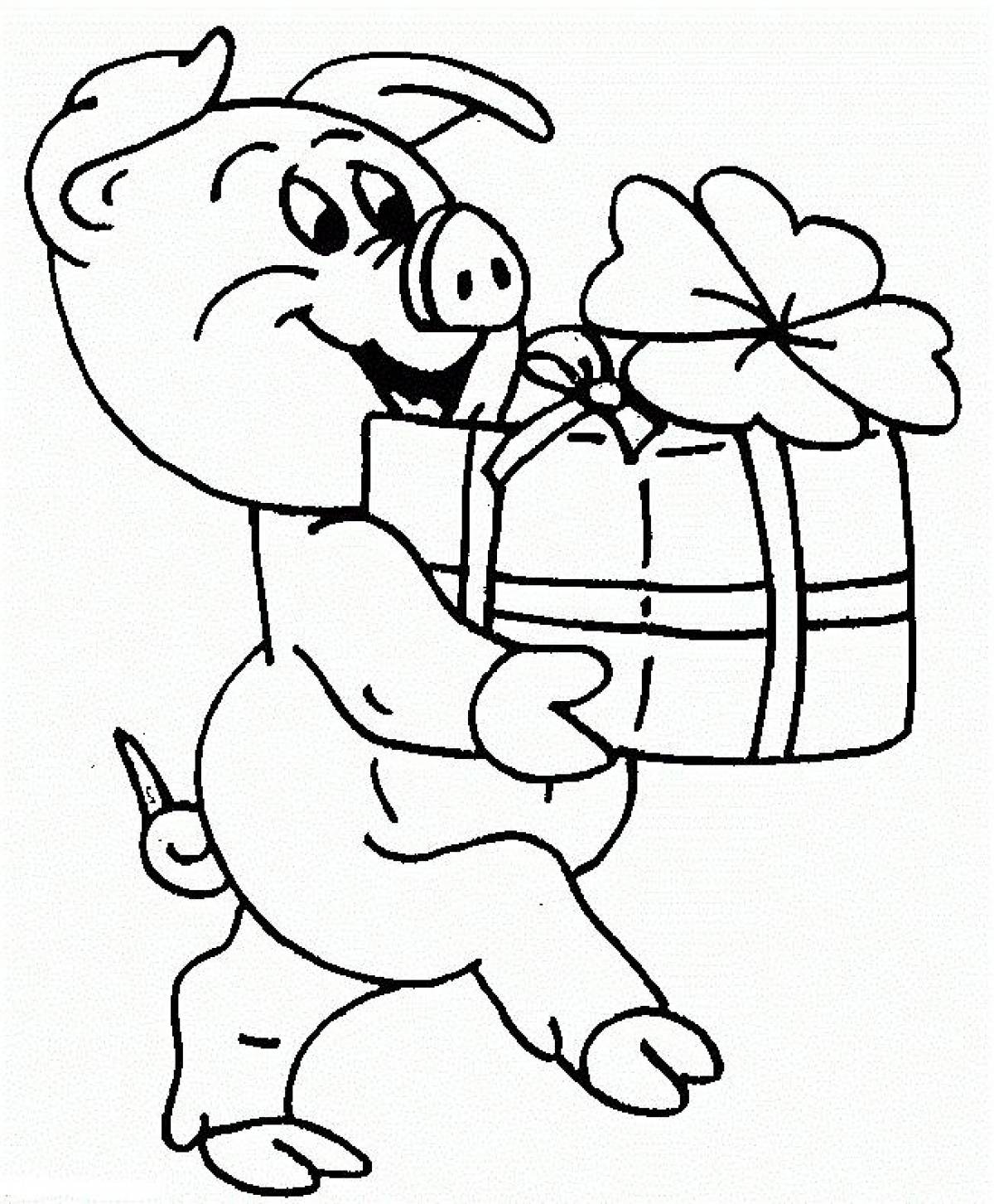 Pig with a gift