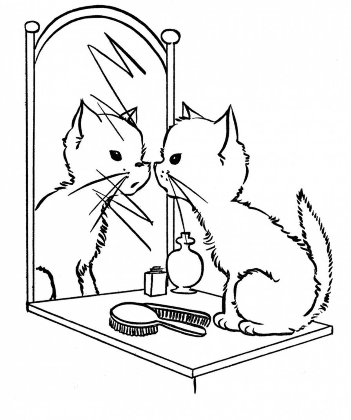 Mirror with a cat