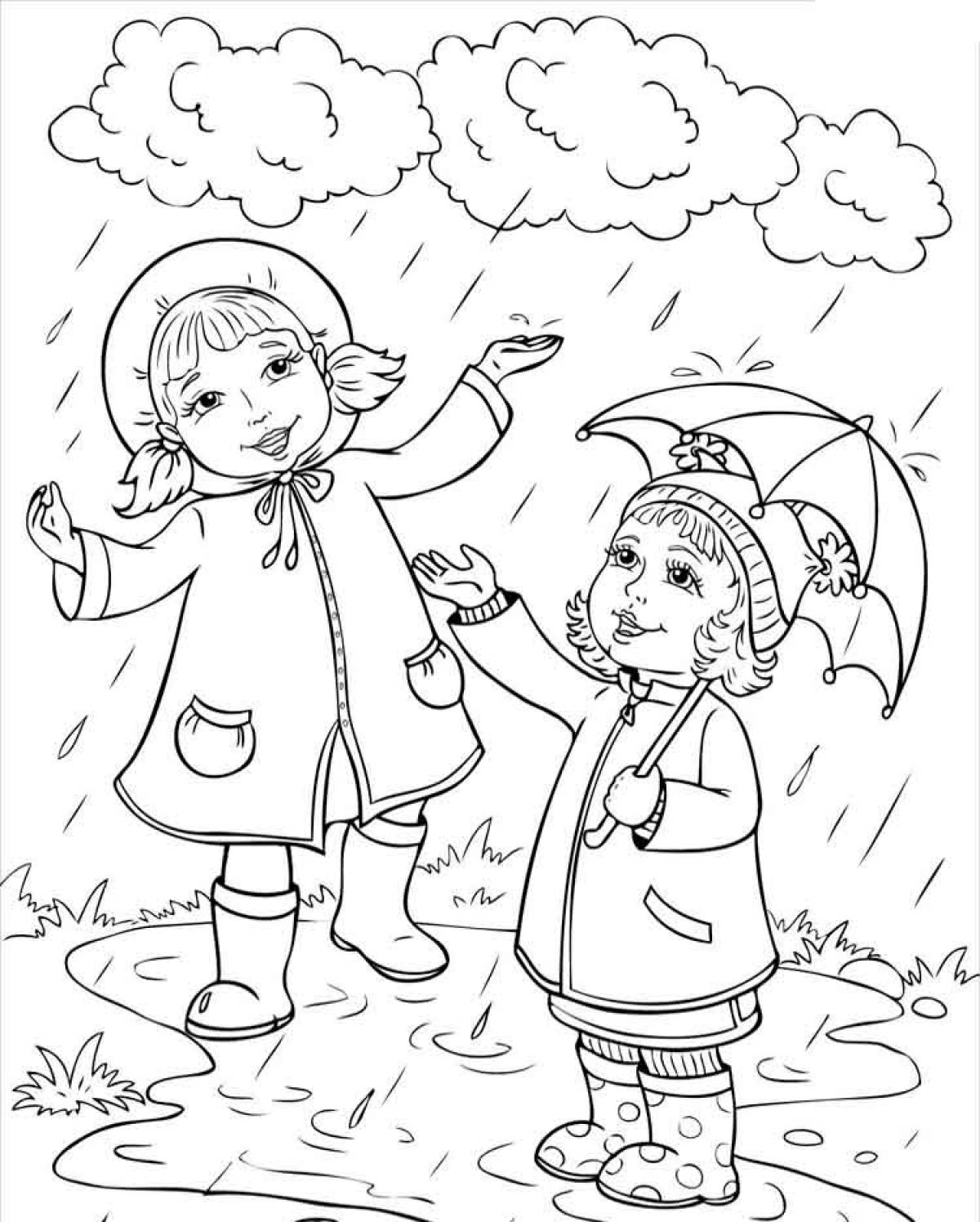 Rain coloring page