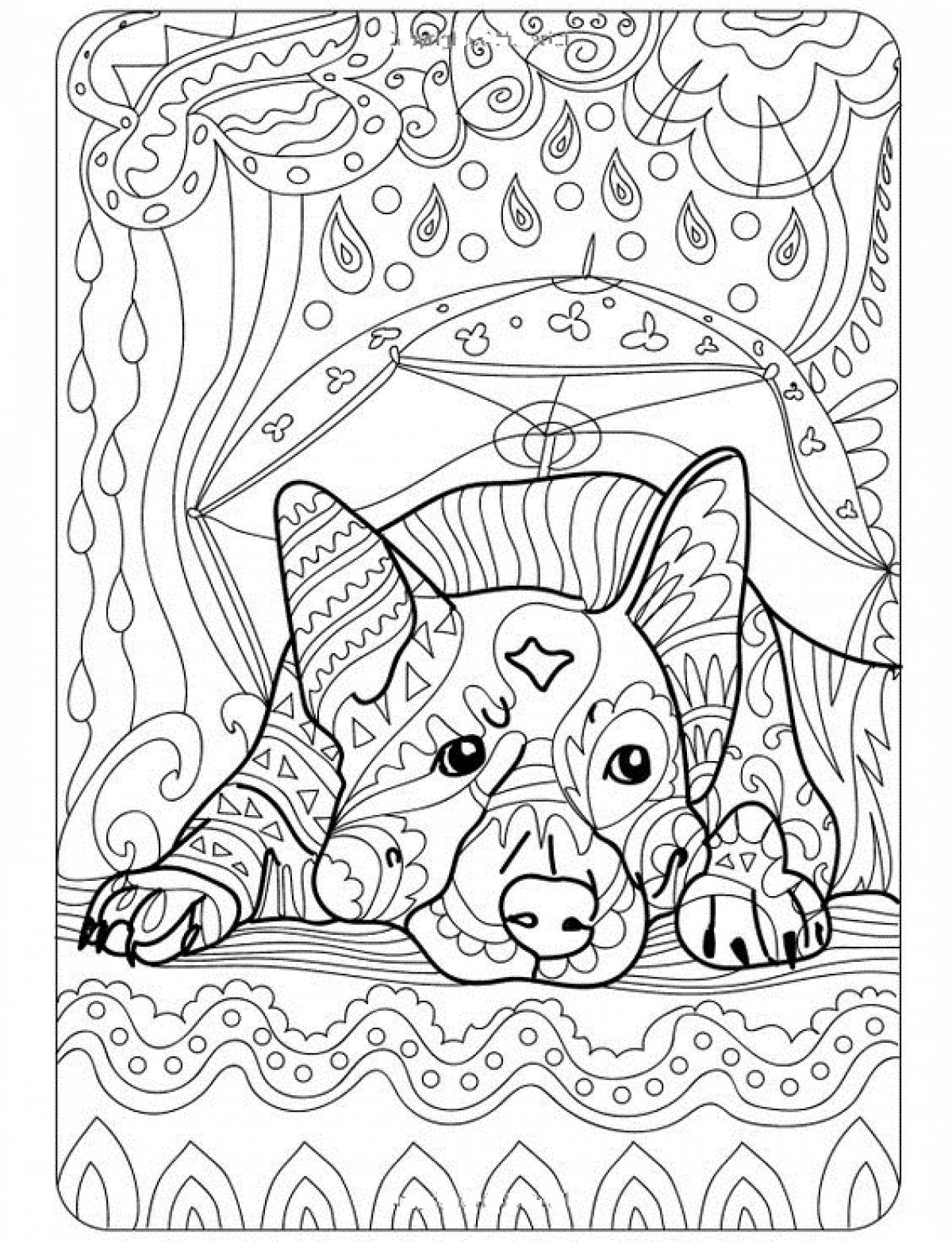 Antistress dog coloring page