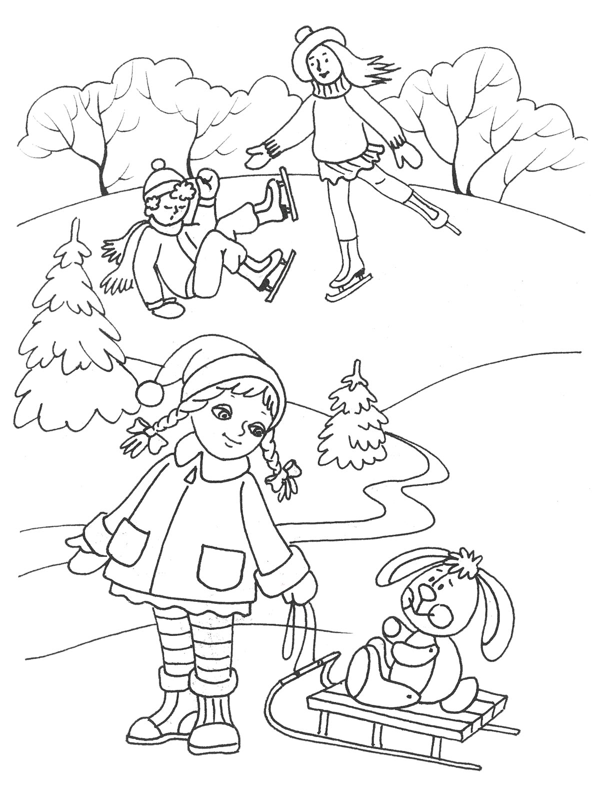 Winter fun coloring page