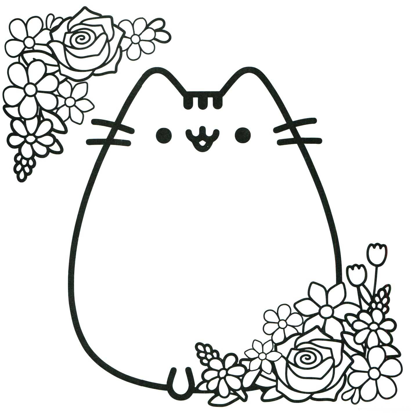 Kawaii cat in flowers