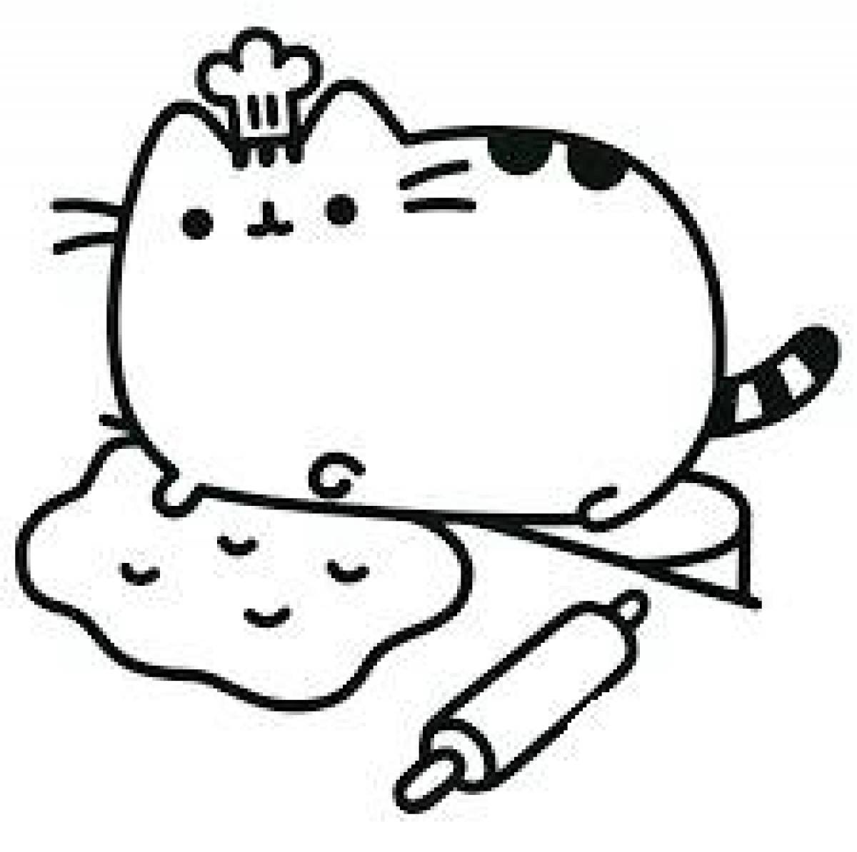 Kawaii cat with rolling pin