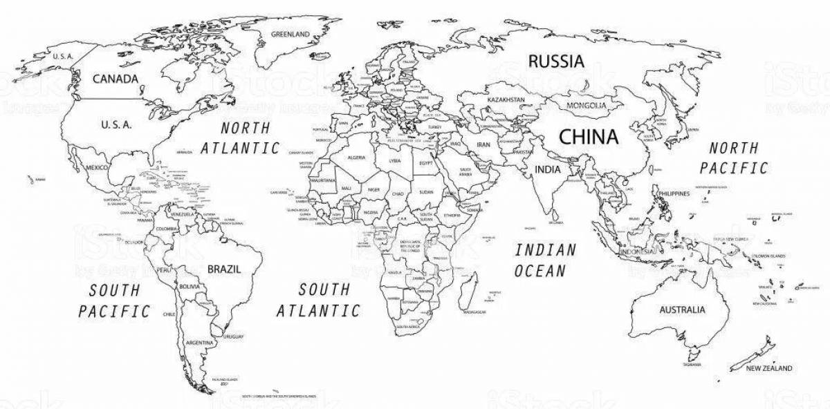 Карта мира со странами крупно на русском распечатать