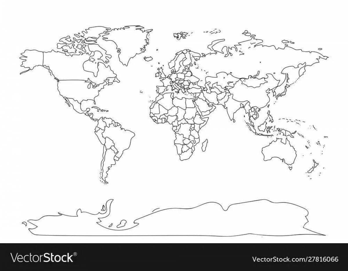 Карта мира со странами белая с границами