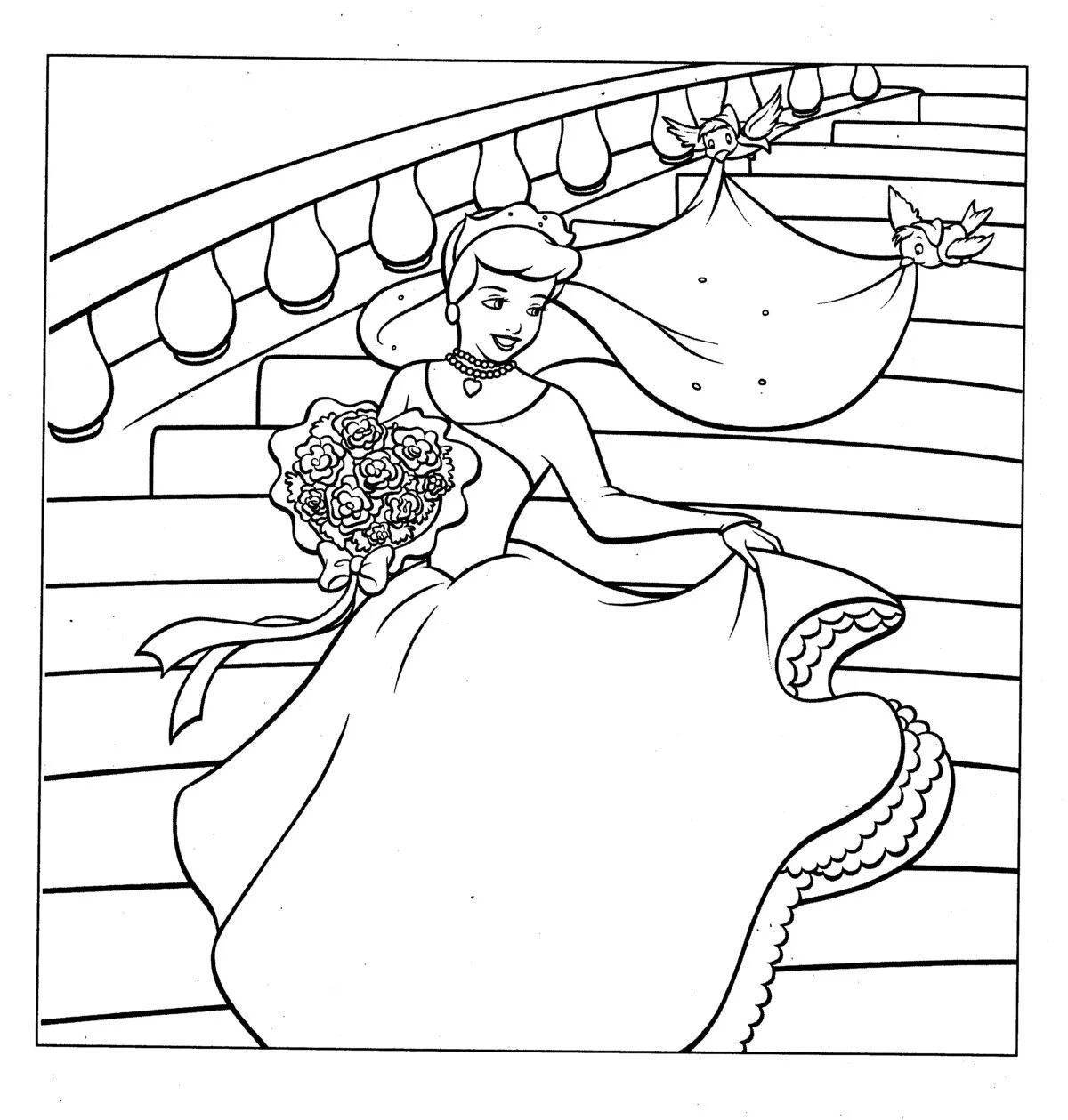 Cinderella gorgeous princess coloring page