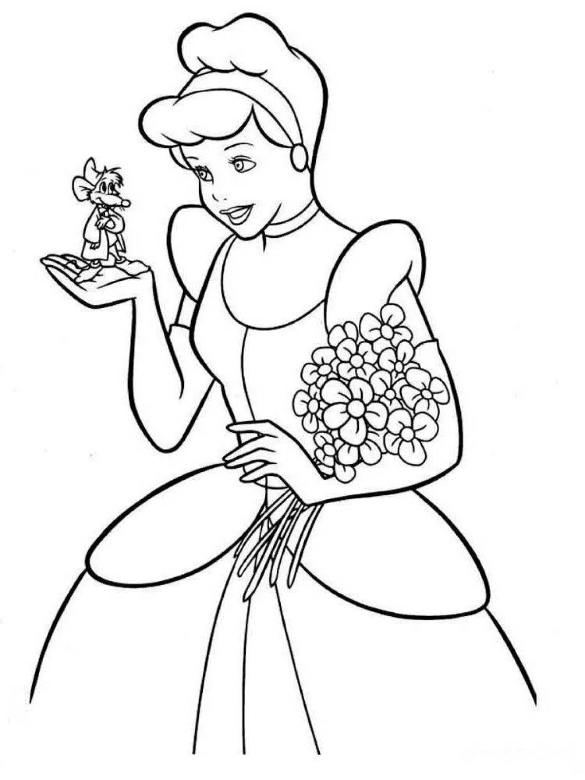 Элегантная золушка принцесса раскраска