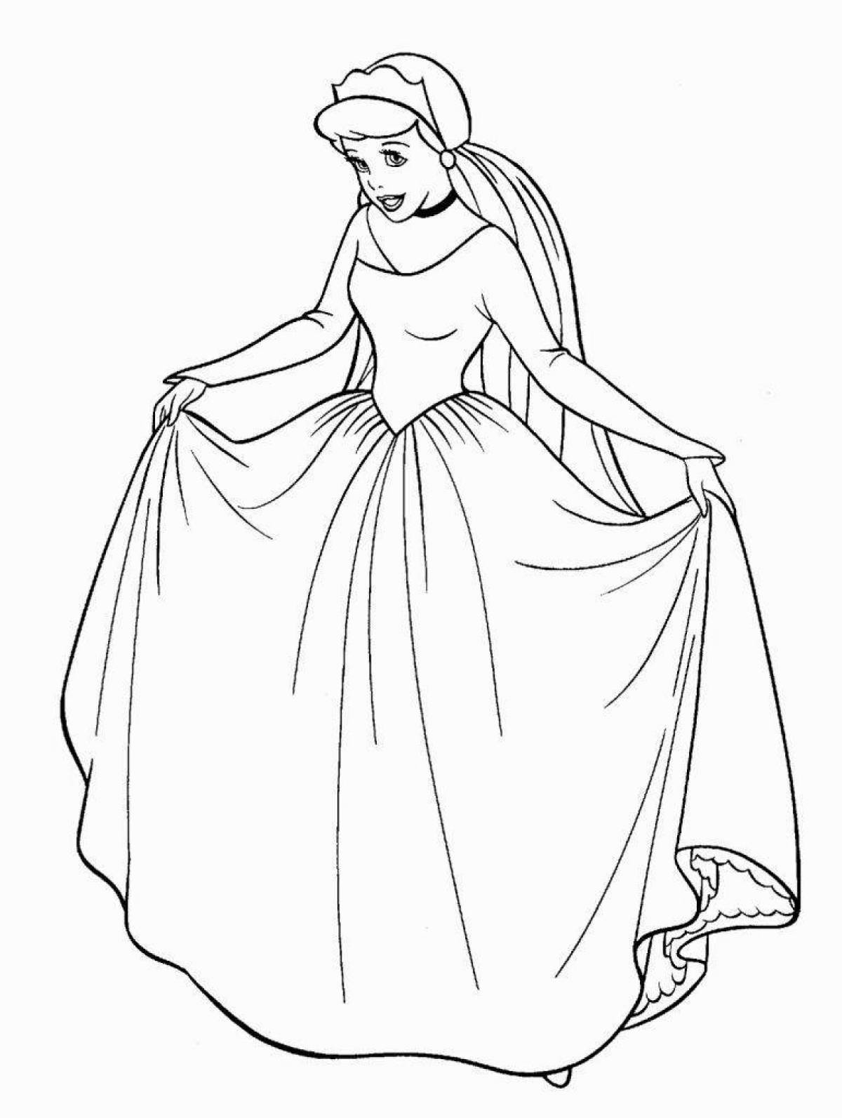 Раскраска Золушка-принцесса Диснея