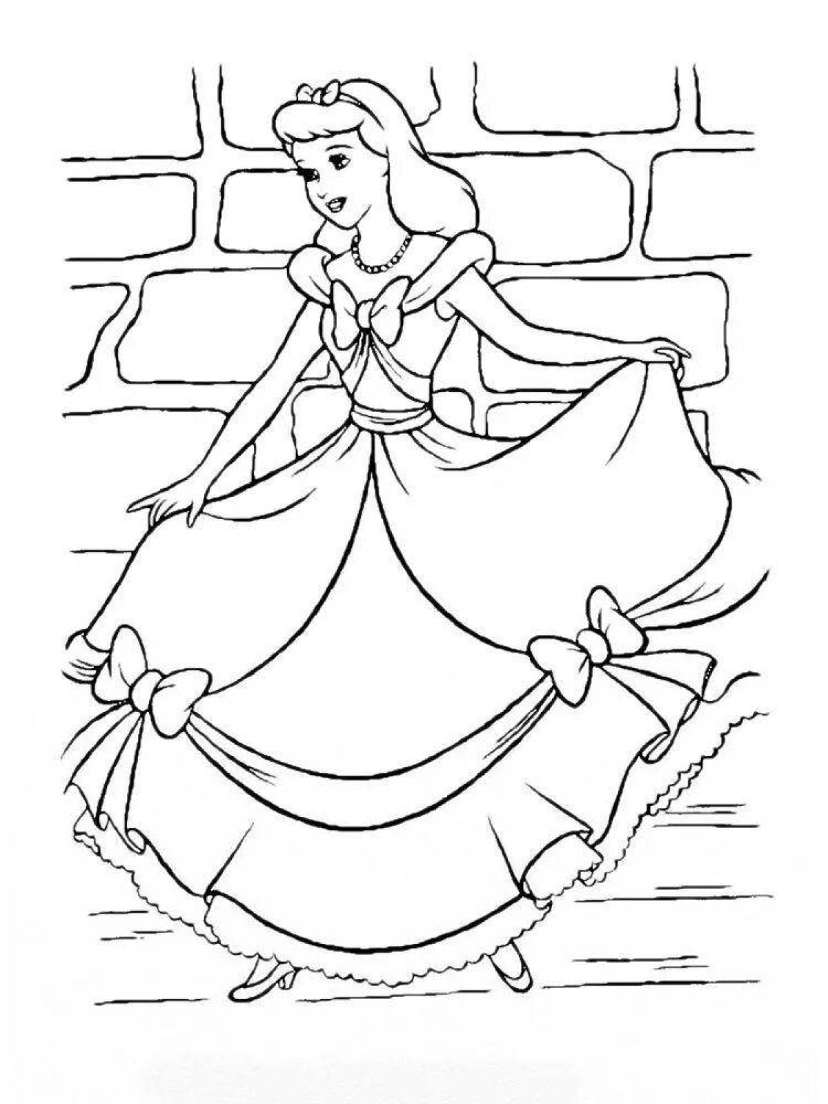 Coloring page charming princess cinderella