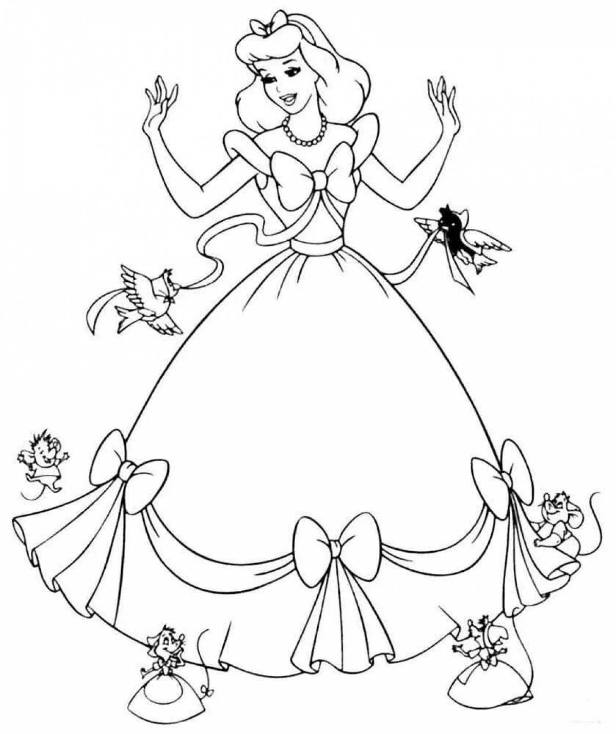 Живая золушка принцесса раскраска страница