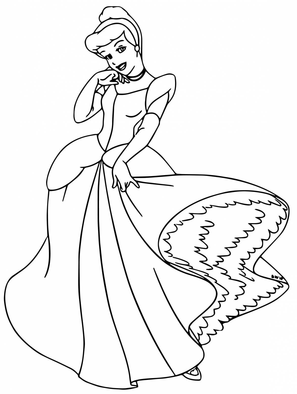 Coloring page happy princess cinderella