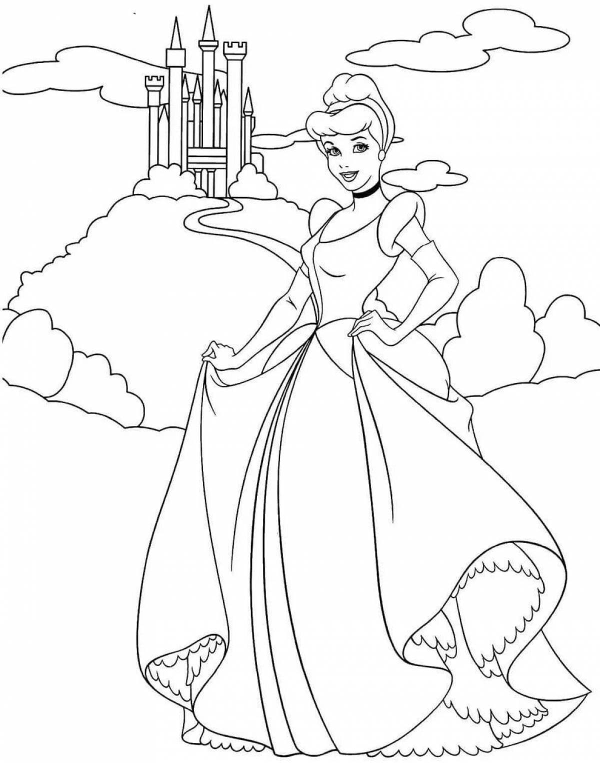 Glorious Cinderella princess coloring page