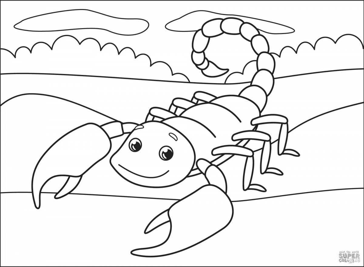 Креативная раскраска скорпион для детей