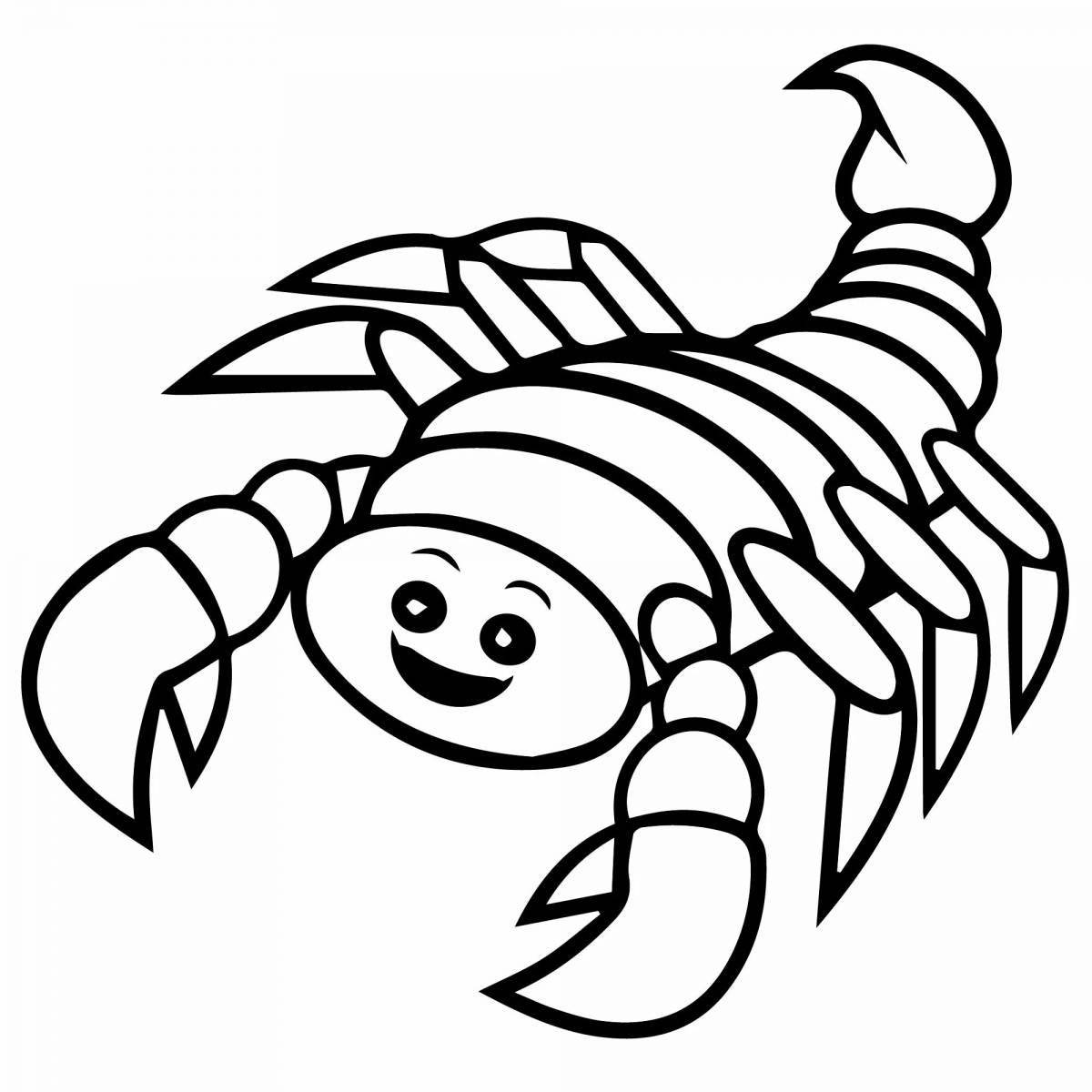 Красочная страница раскраски скорпион для детей
