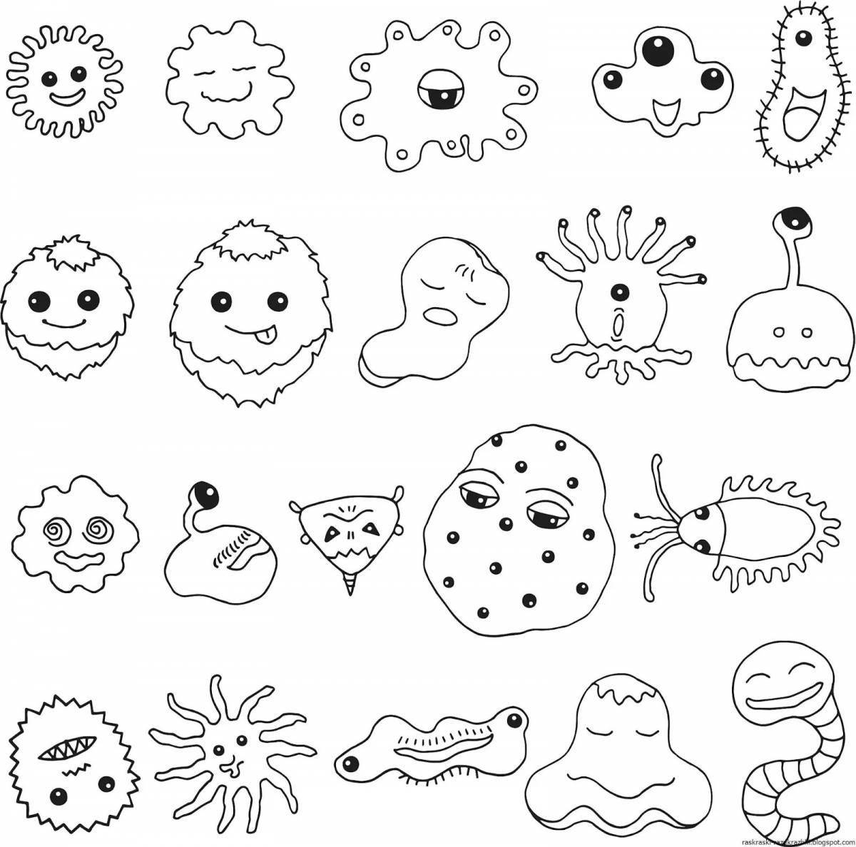 Веселые раскраски микробов для детей