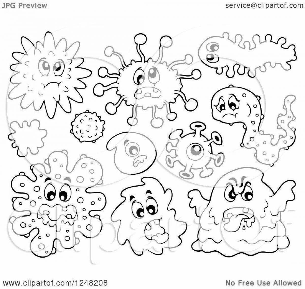 Coloring for bright microbes for children
