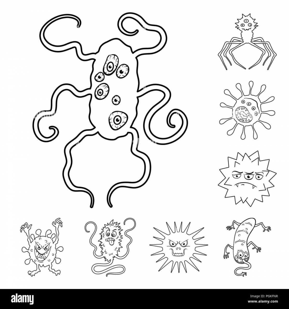 Funny microbes coloring pages for kids