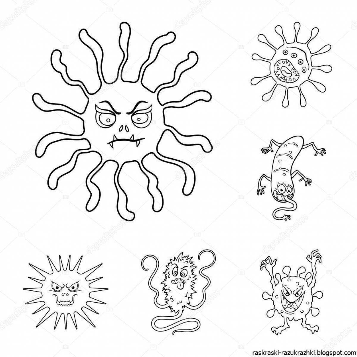 Cute microbes coloring pages for kids